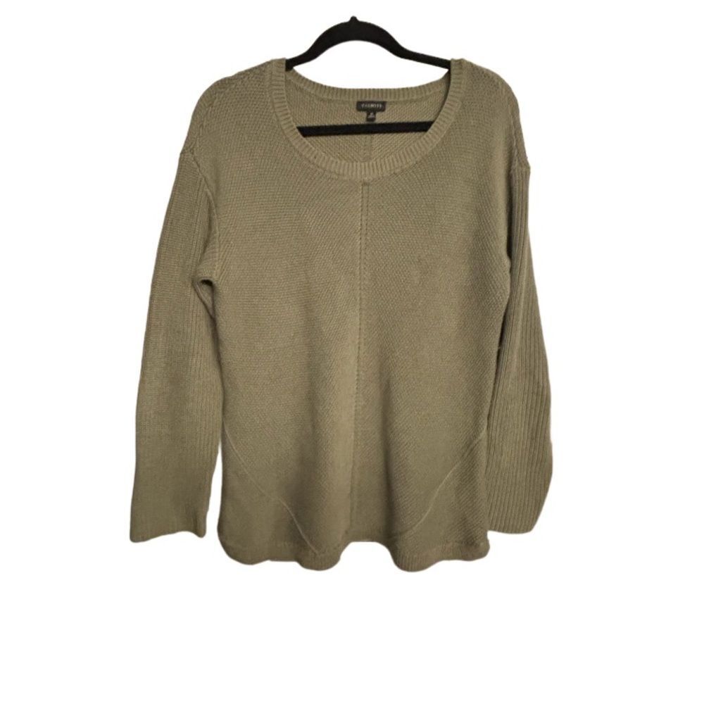 Talbots Pima Cotton Womens Pullover Green Round Neck Sweater Sz M